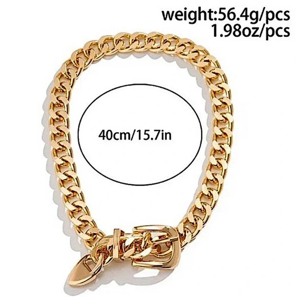 Gold Belt Buckle Design Exaggerated Oversized Chunky Choker - Picture 6 of 6